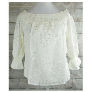 Eva Longoria Off-Shoulder Blouses Top Shirt Eyelet